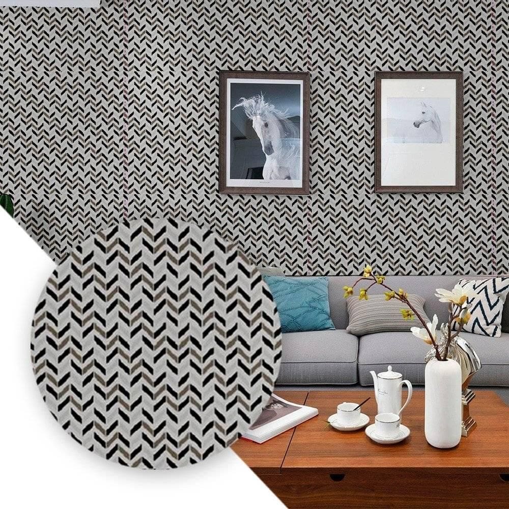 Papel De Parede Adesivo Pvc Estampa Zig Zag Cinza 05 Metros