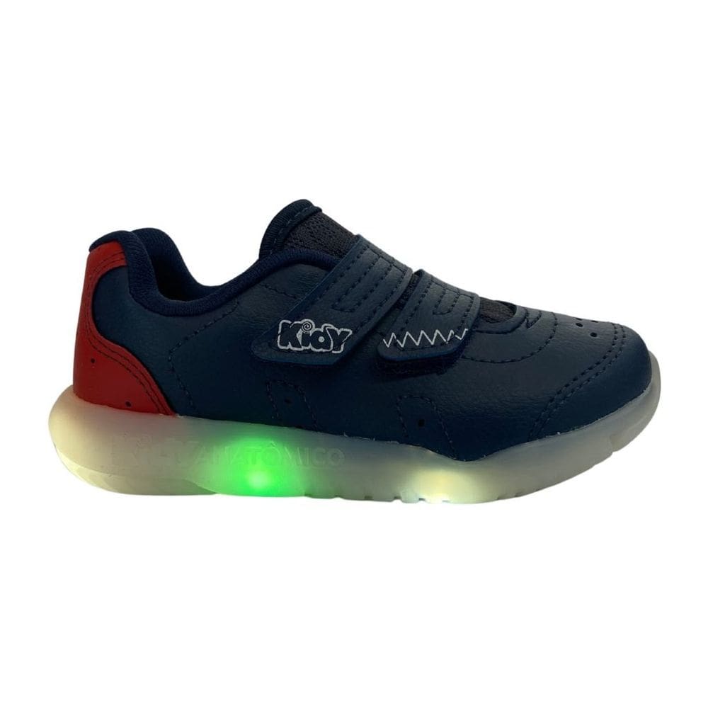 Tênis Kidy Flex Light Infantil Marinho/Vermelho luzinha pisca pisca