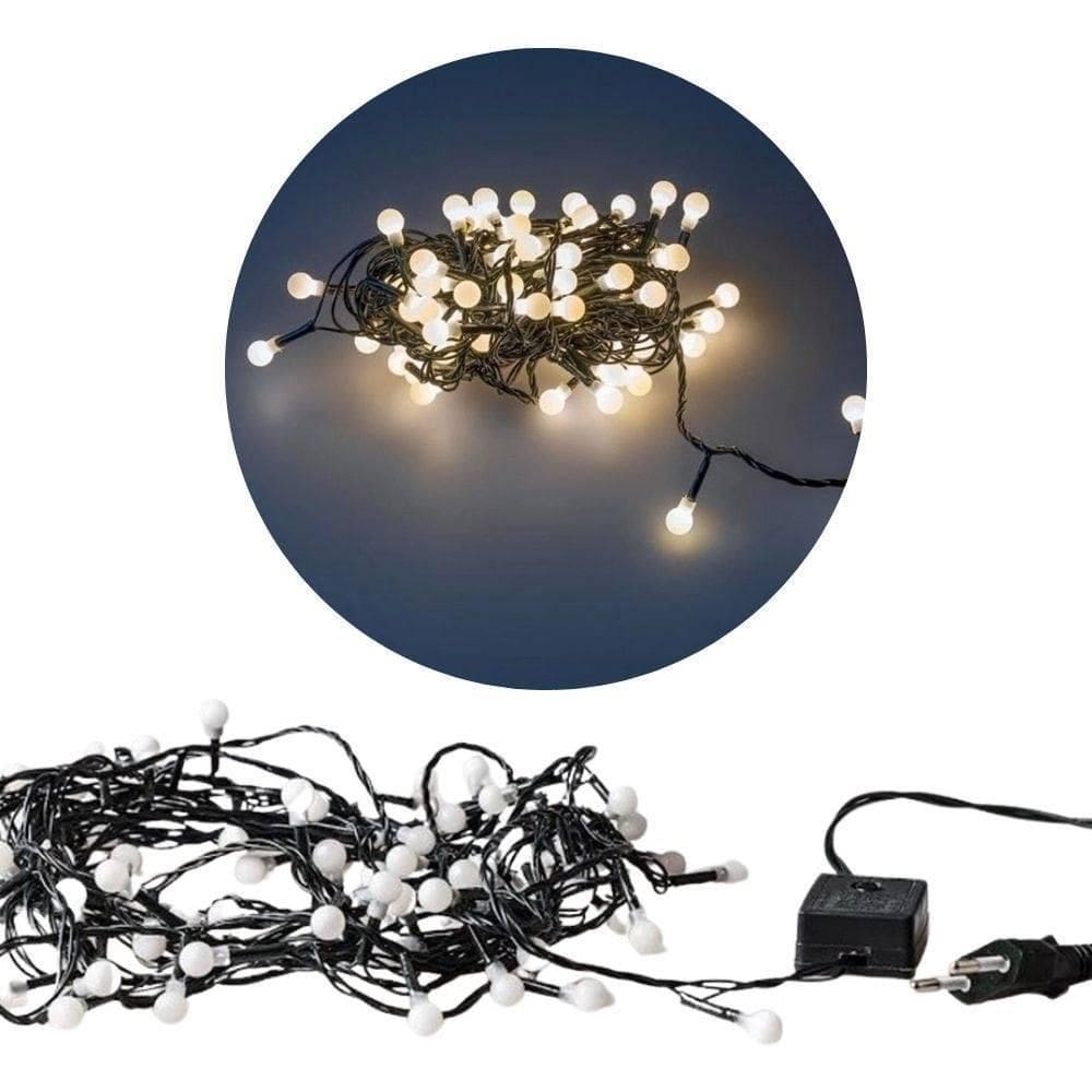 Cordão Pisca Pisca Led 40 Bolinhas Branco Quente 220V Natal