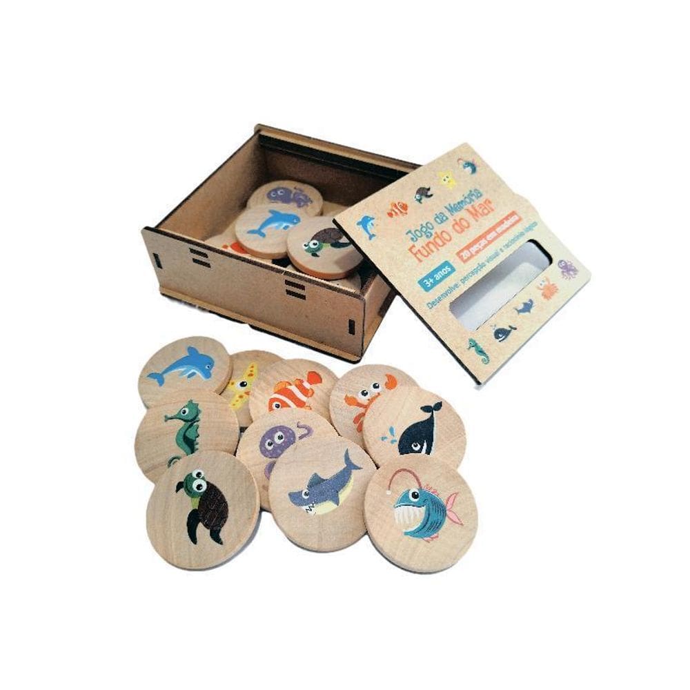 Jogo Da Memória Fundo Do Mar - Caixa Mdf