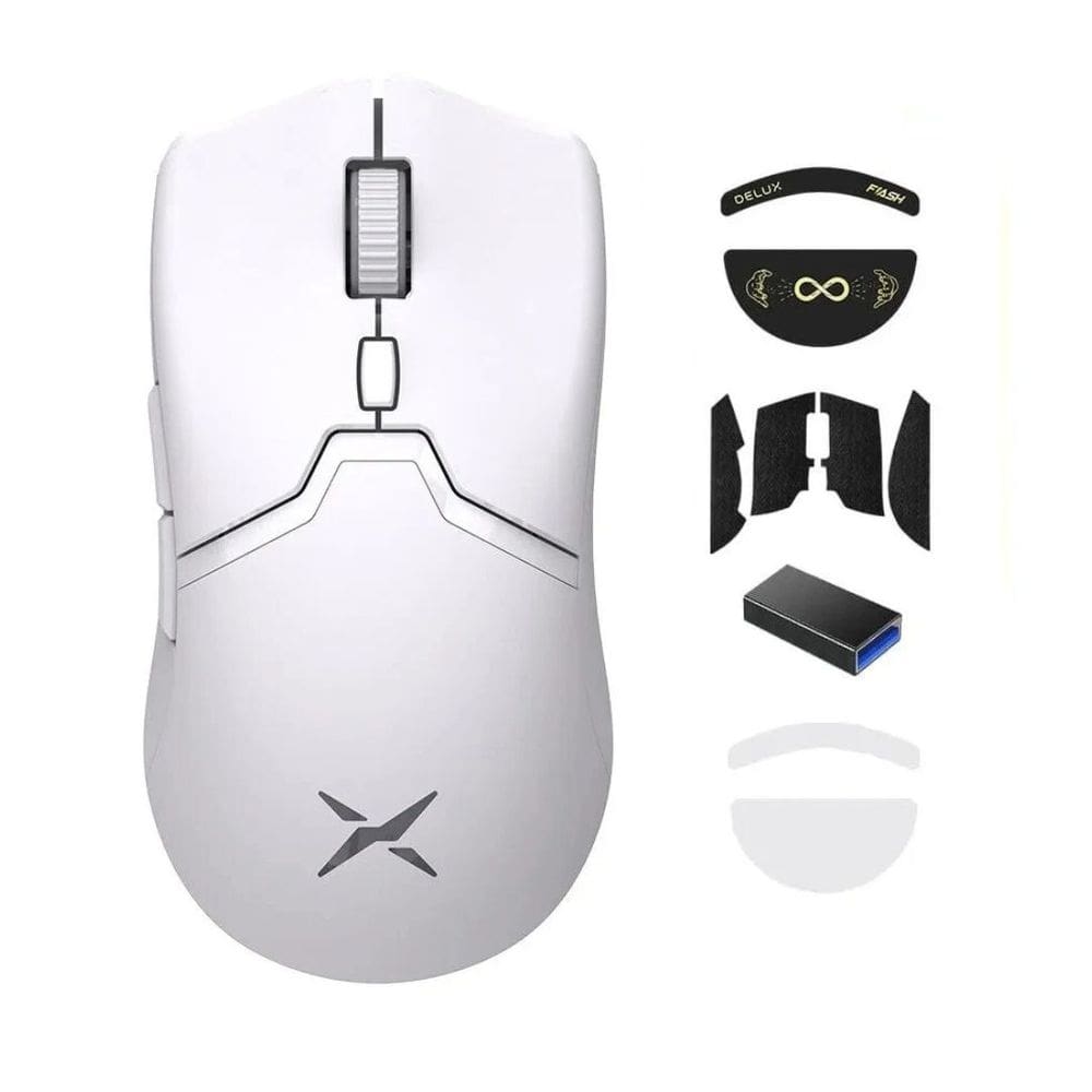 Mouse Gamer Delux M800 PRO White PAW3395,26000DPI+Acessórios