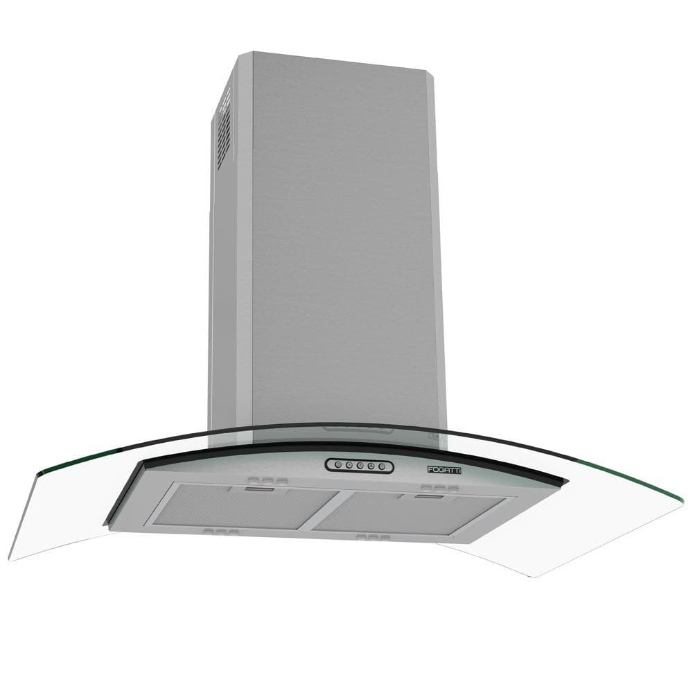 Coifa de Ilha Vidro Curvo Inox 4 e 6 Bocas 90cm - Fogatti