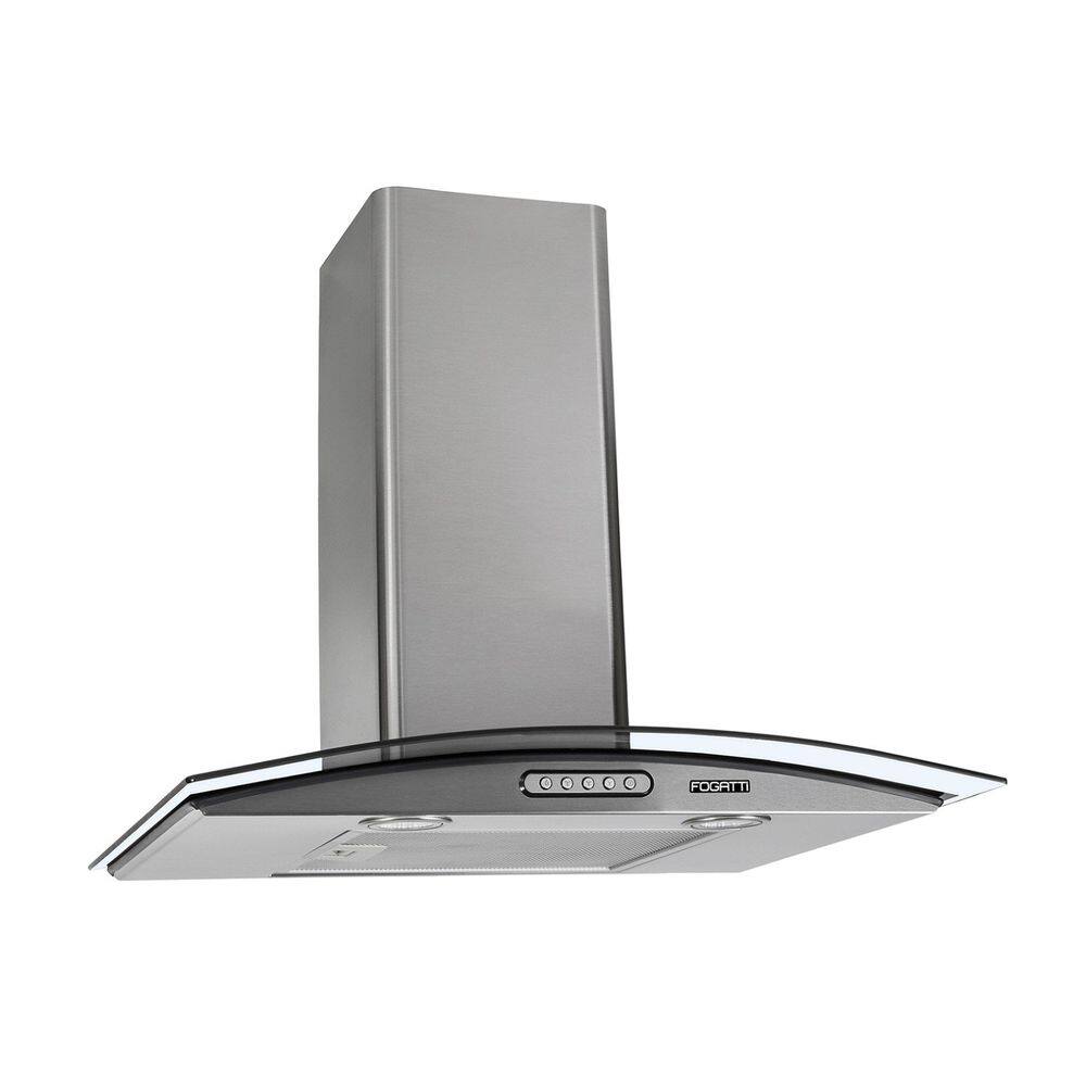 Coifa de Parede Vidro Curvo Clean Kromanox 4 e 5 Bocas 80cm - Fogatti