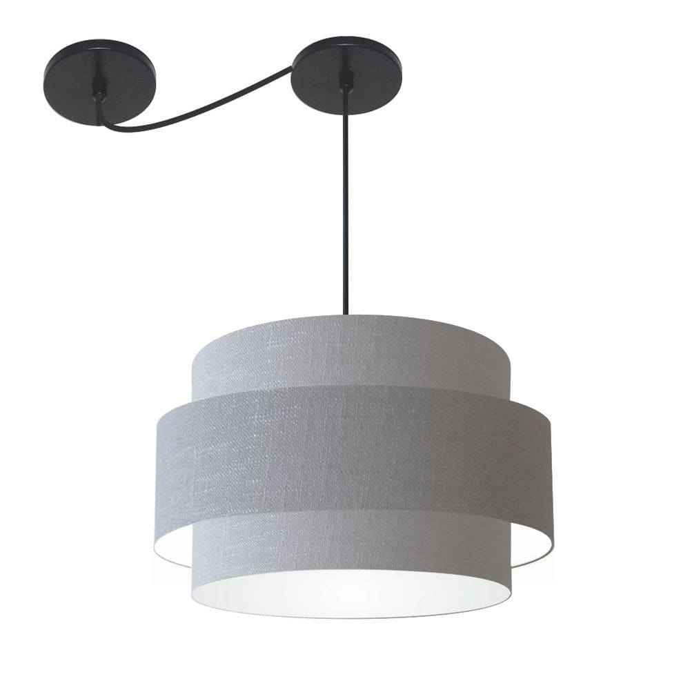 Lustre Sala de Jantar Com Desvio Vivare Md-4400 Cúpula em Tecido 55cm
