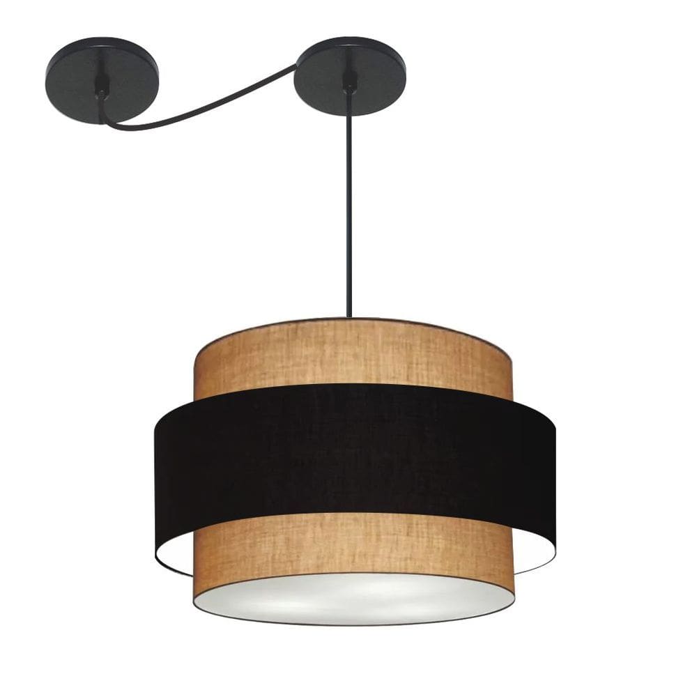 Lustre Sala de Jantar Com Desvio Vivare Md-4399 Cúpula em Tecido 50cm