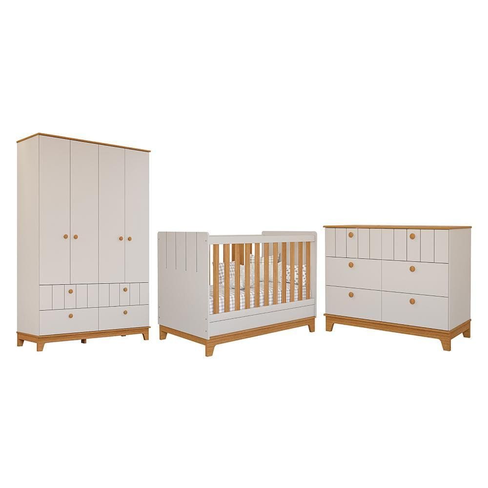 Dormitório Infantil Biscoito Guarda Roupa, Cômoda e Berço - Permóbili Baby