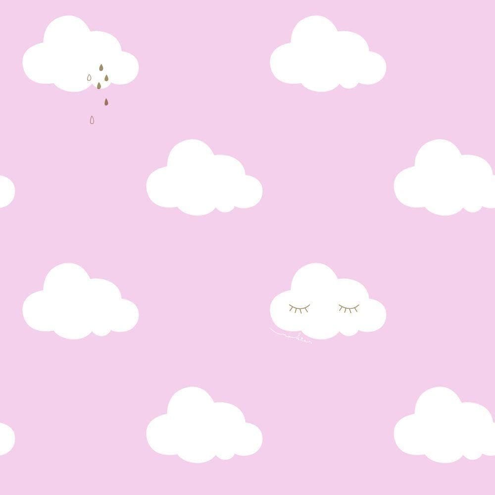 Papel De Parede Infantil De Nuvens Fofura Baby Ff4014.