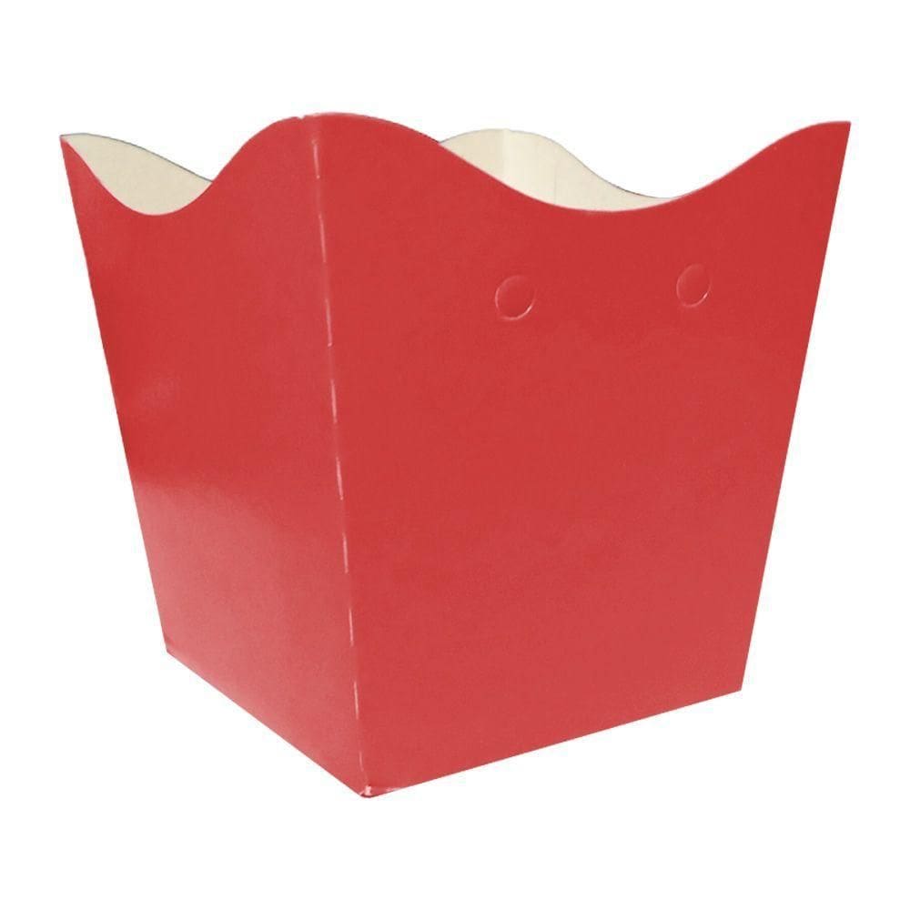 Cachepot De Papel Liso Vermelho Pequeno - 10 Unidades