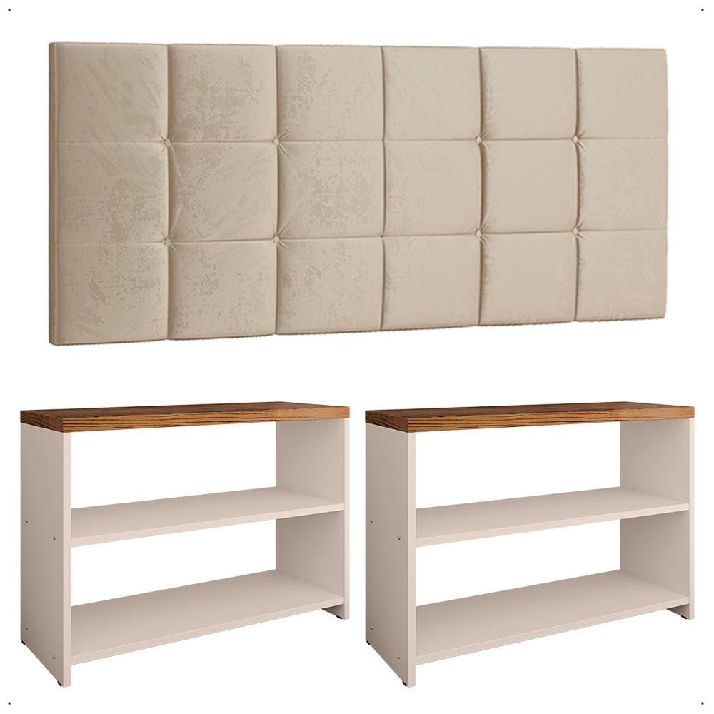 Kit 2 Sapateira Safira Recamier Multiuso Banquinho Cabeceira Bia Suspensa Cama Box Casal 1,40 - Lojas RPM