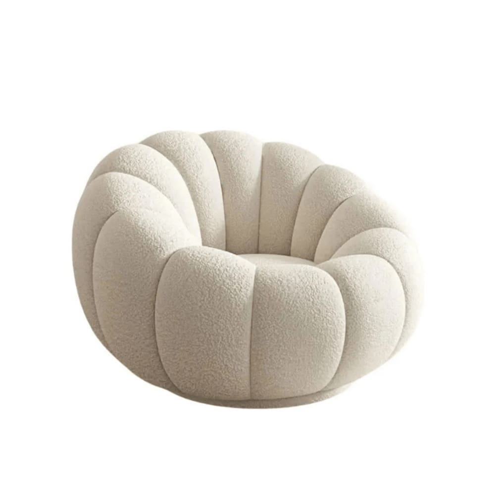 Poltrona Decorativa Concha C/Almofada Boucle Bege Abobora - Montanaris Decor