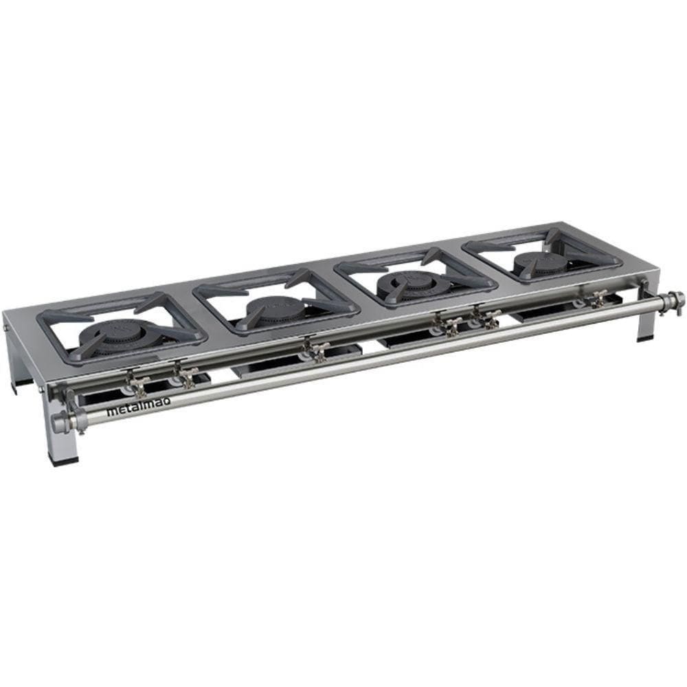 Fogão Industrial Stori Premium 4 Bocas 30x30 M4 Aço Inox 430 Metalmaq Fogão Baixa Pressão