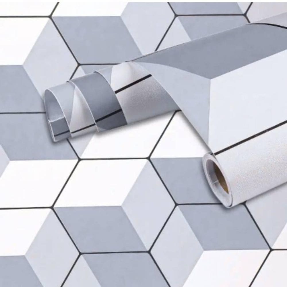 Papel De Parede Adesivo Geométrico Pvc 5 Metros X 45Cm