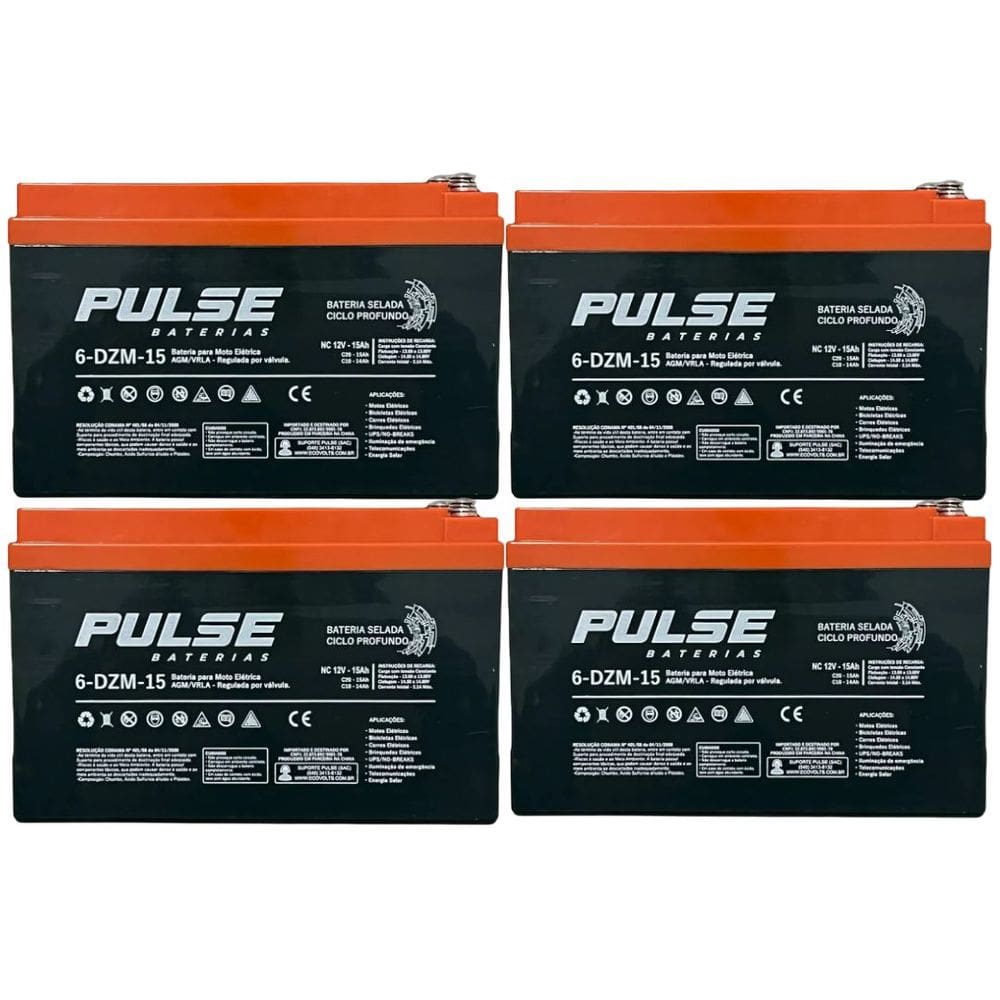 Bateria de Ciclo Profundo 12V 15Ah Pulse Kit com 4