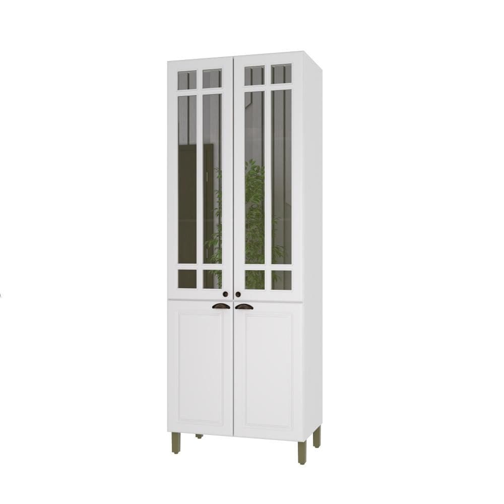 Paneleiro 4 Portas Com Vidros Reflecta Firenze Branco Indekes