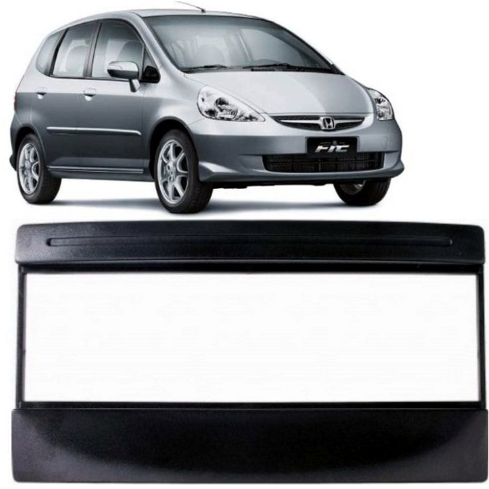 Moldura radio honda fit 2004 a 2008 acabamento painel preto