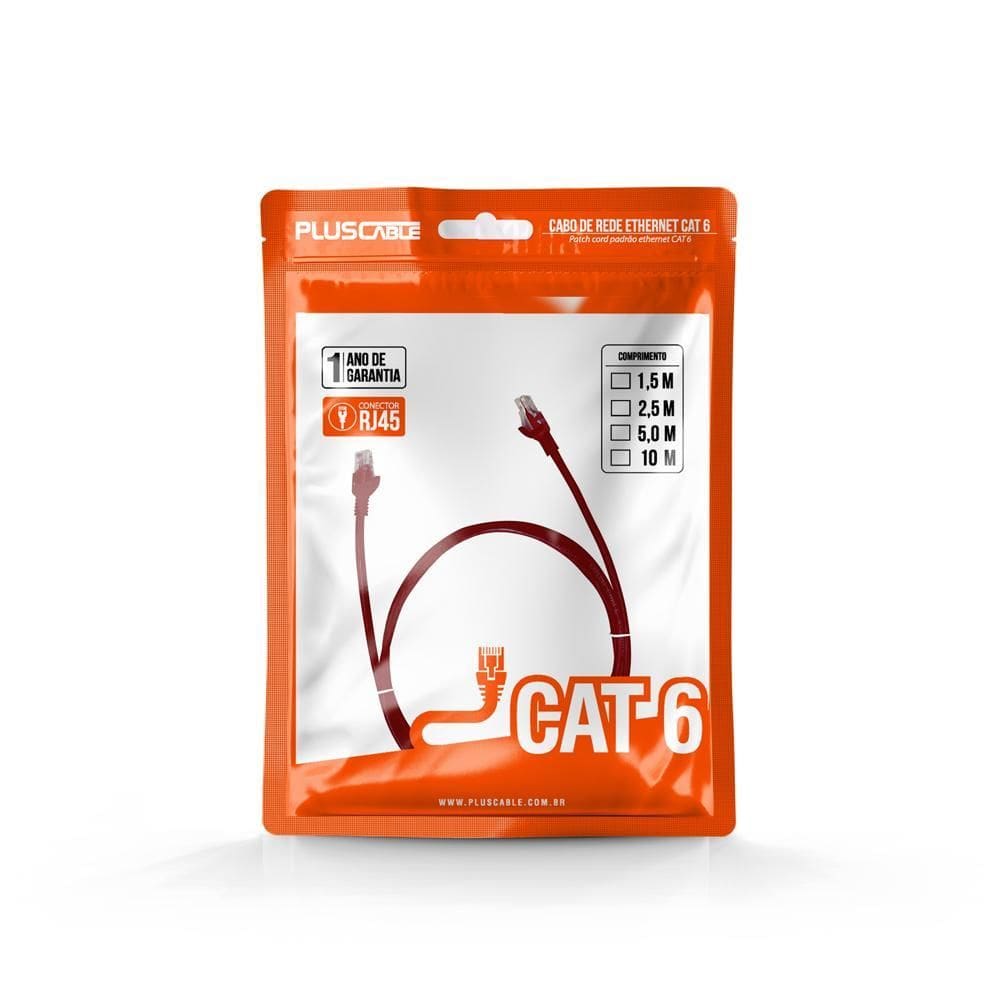 Cabo Rede Cat6 1.5M Vermelho Pc-Eth6U15Rd Patch Cord