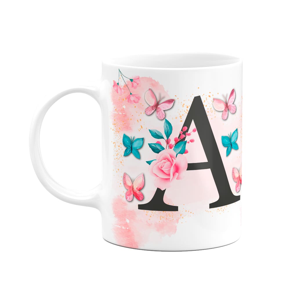 Caneca Butterfly - Inicial do nome letra A - 325ml