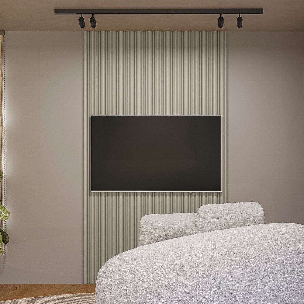 Painel para Tv 60 Polegadas Ripado Modular Gris Fosco