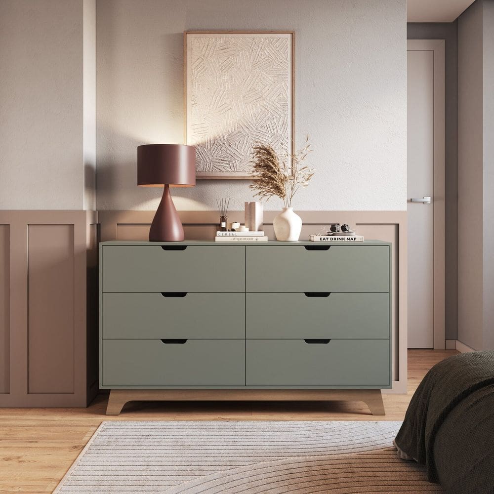 Cômoda para Quarto 6 Gavetas 100% Mdf Alice Verti/Freijó