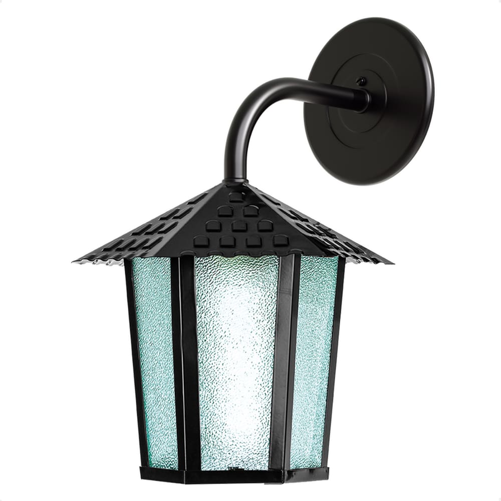 Arandela Colonial Sextavada Vidro Pontilhado E27 Bivolt Preto