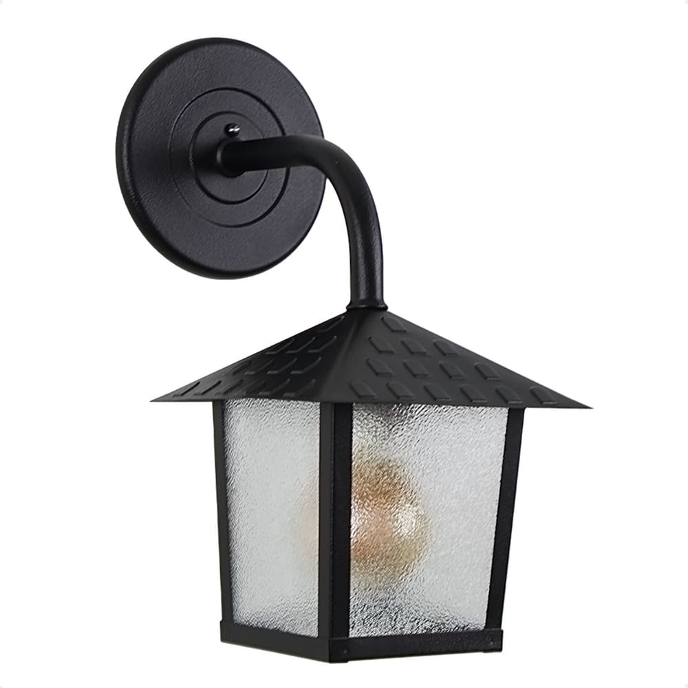 Arandela Colonial Nina Quadrada Vidro Pontilhado E27 Bivolt Preto