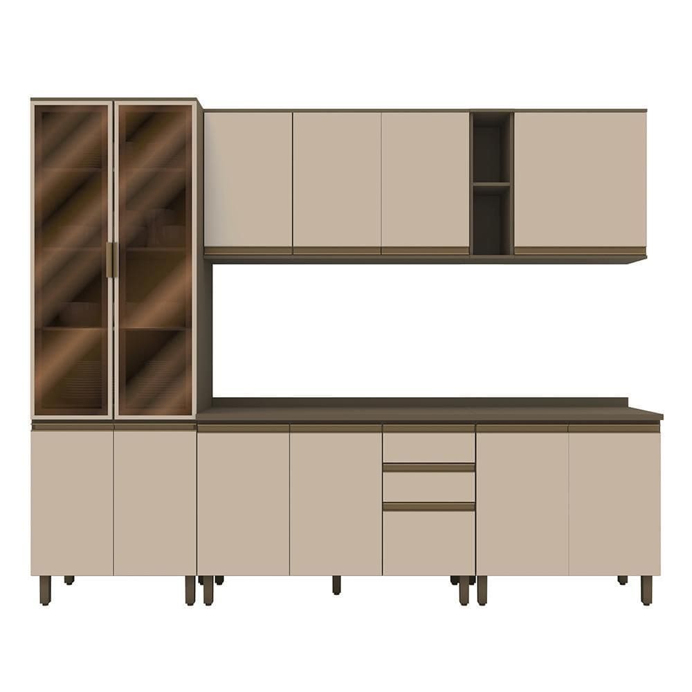 Cozinha Modulada Connect 6 Peças com Cristaleira - Móveis Henn