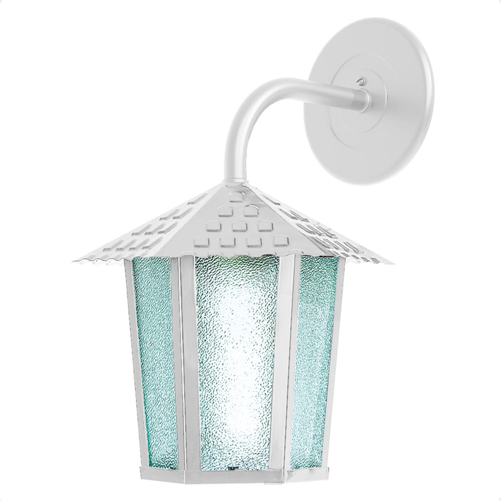 Arandela Colonial Sextavada Vidro Pontilhado E27 Bivolt Branco