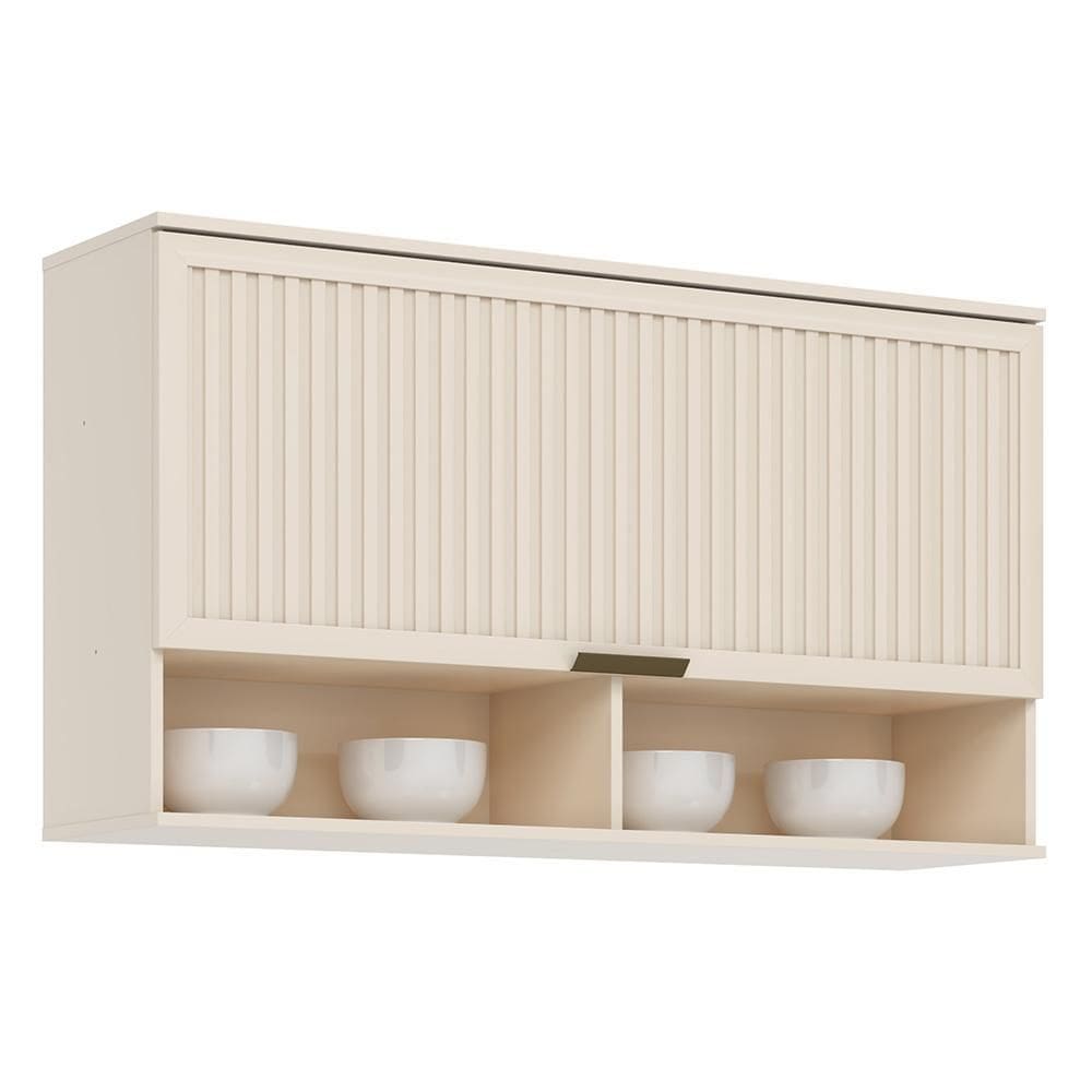 Armário Aéreo Connect 1 Porta Basculante Ripado - Móveis Henn