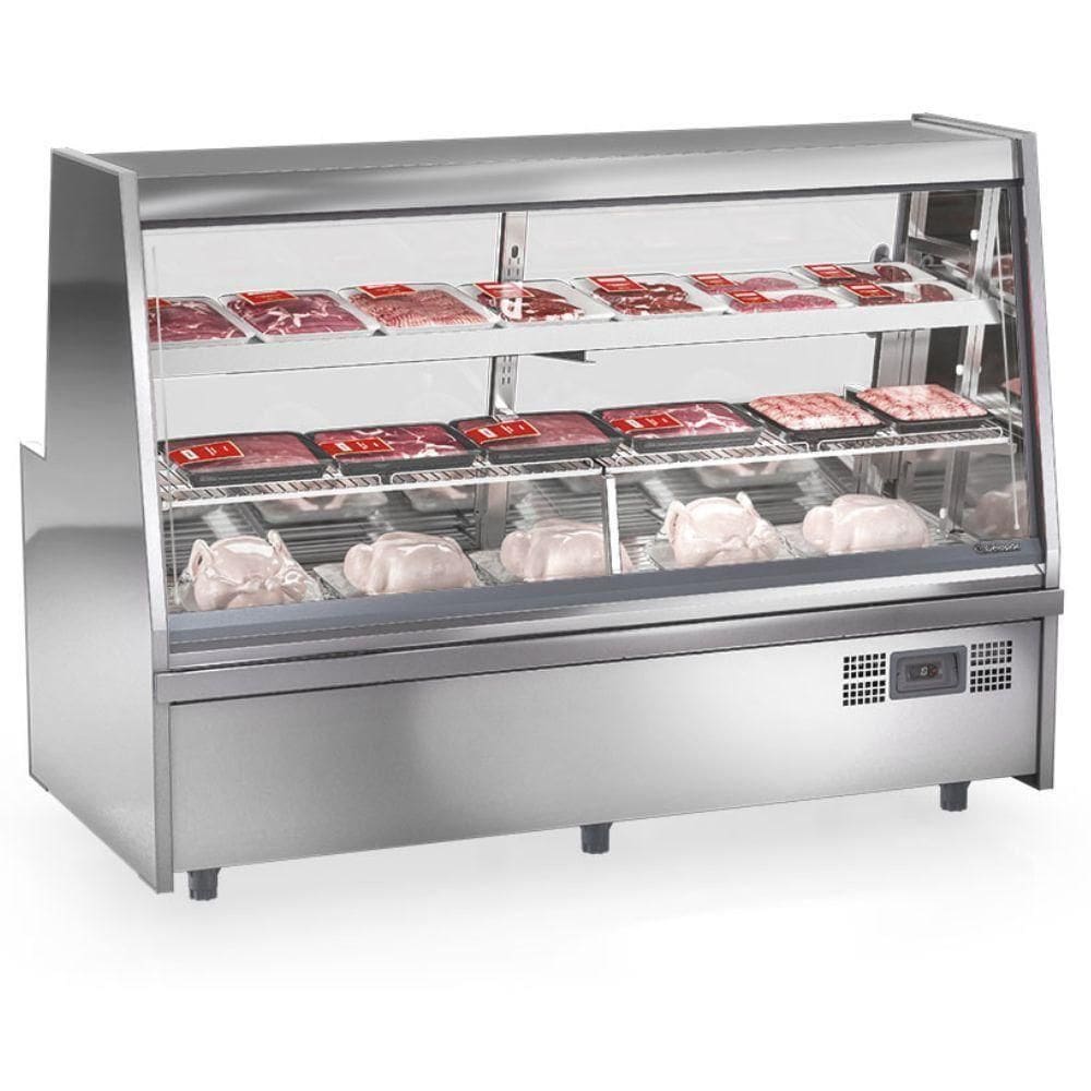 Balcão De Frios E Avícola Aquecido Grta200a Gelopar Expositor De Carnes Inox 2mt 220v