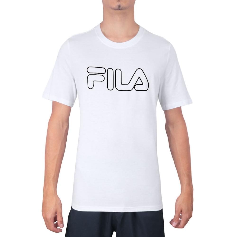 Camiseta Fila Letter Outline Branco e Preto