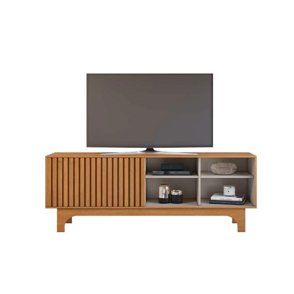 Rack para TV 70 Polegadas Sereno 1 Porta de Correr Ripada Pés MDF Usinados JCM