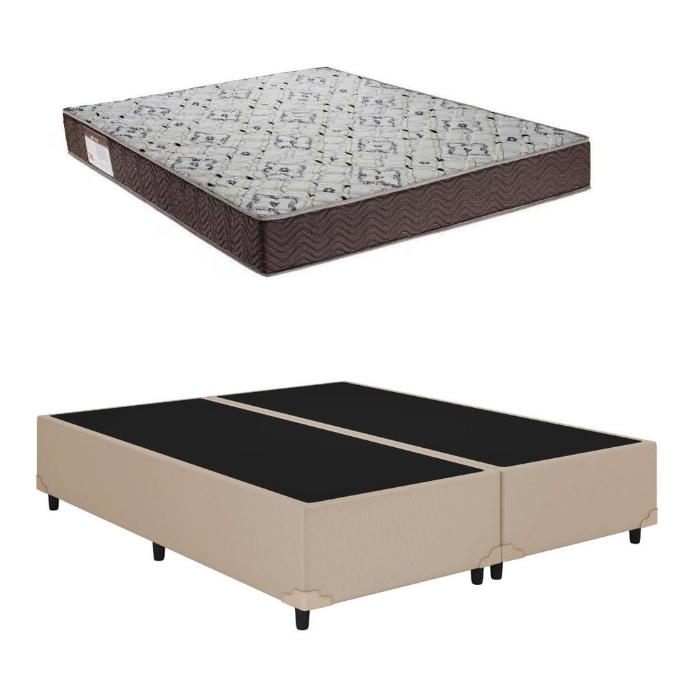 Cama Base Queen Bipartido Bege Colchão ISO 150 D45 - Ortobom