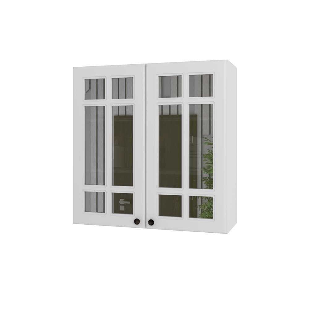 Armário Aéreo 80cm Duas Portas Com Vidro Reflecta Firenze Branco Indekes