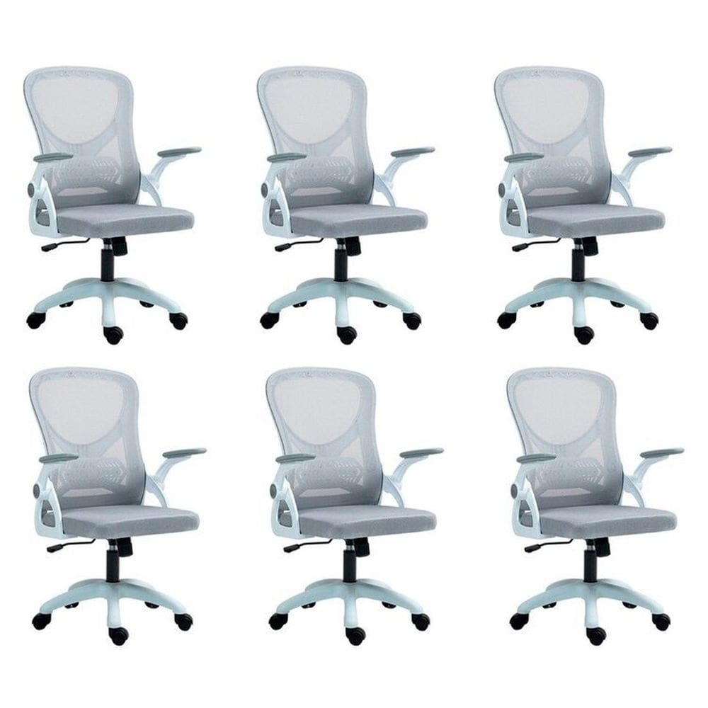 Kit com 6 Cadeira Escritório Diretor Office Columbus com Tela Mesh Cinza