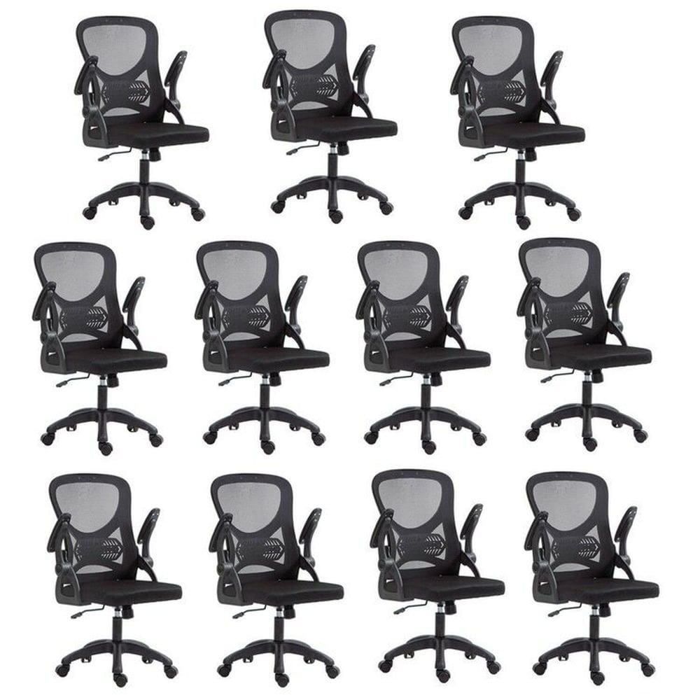 Kit com 10 Cadeira Escritório Diretor Office Columbus com Tela Mesh Preto