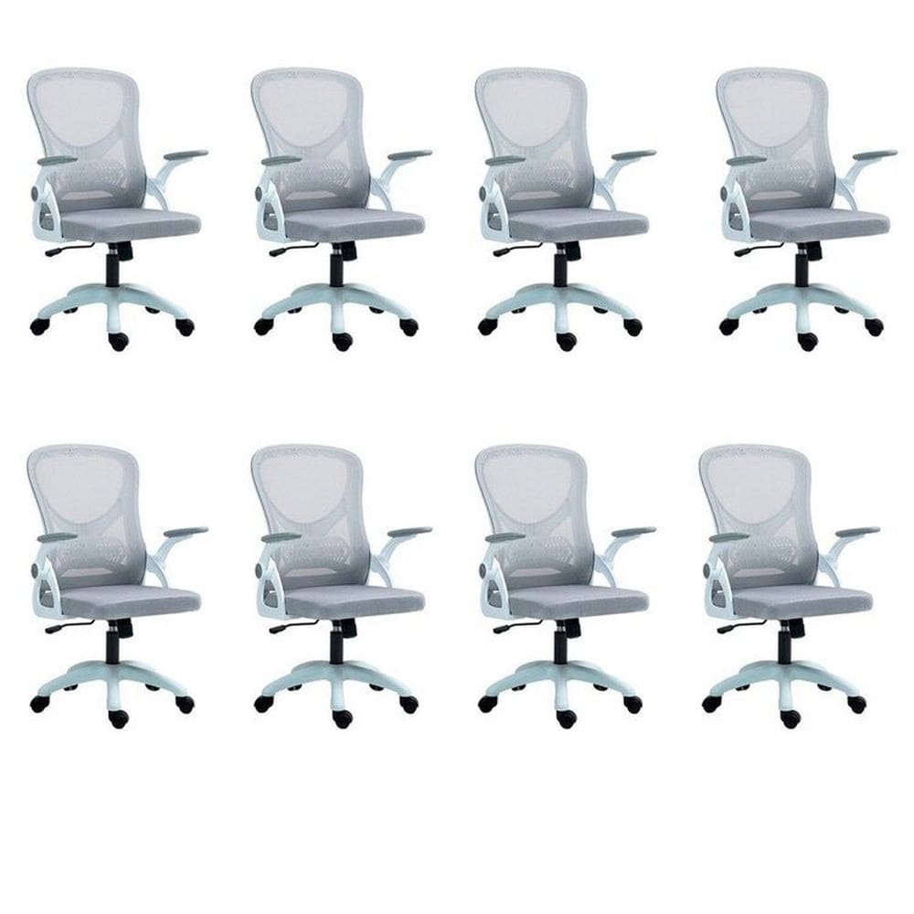 Kit com 8 Cadeira Escritório Diretor Office Columbus com Tela Mesh Cinza