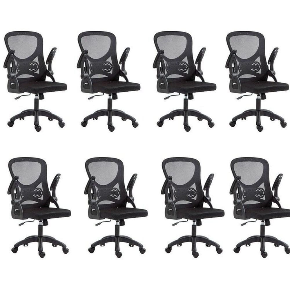 Kit com 8 Cadeira Escritório Diretor Office Columbus com Tela Mesh Preto