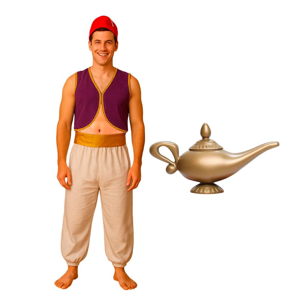 Fantasia Alladin Luxo Adulto Completo com Lâmpada Príncipe Místico Sheik Festa Árabe Cosplay Carnaval Dia das Crianças