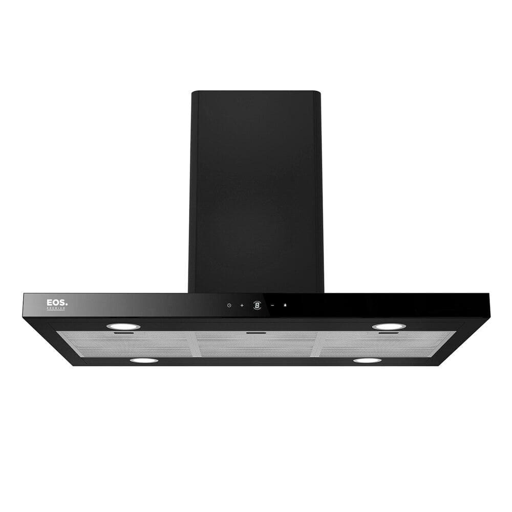 Coifa e Depurador de Ilha EOS 90cm Premium com Painel Digital Touch e Vazão de 1200m³/h Inox Preto ECO91ITDP 220V