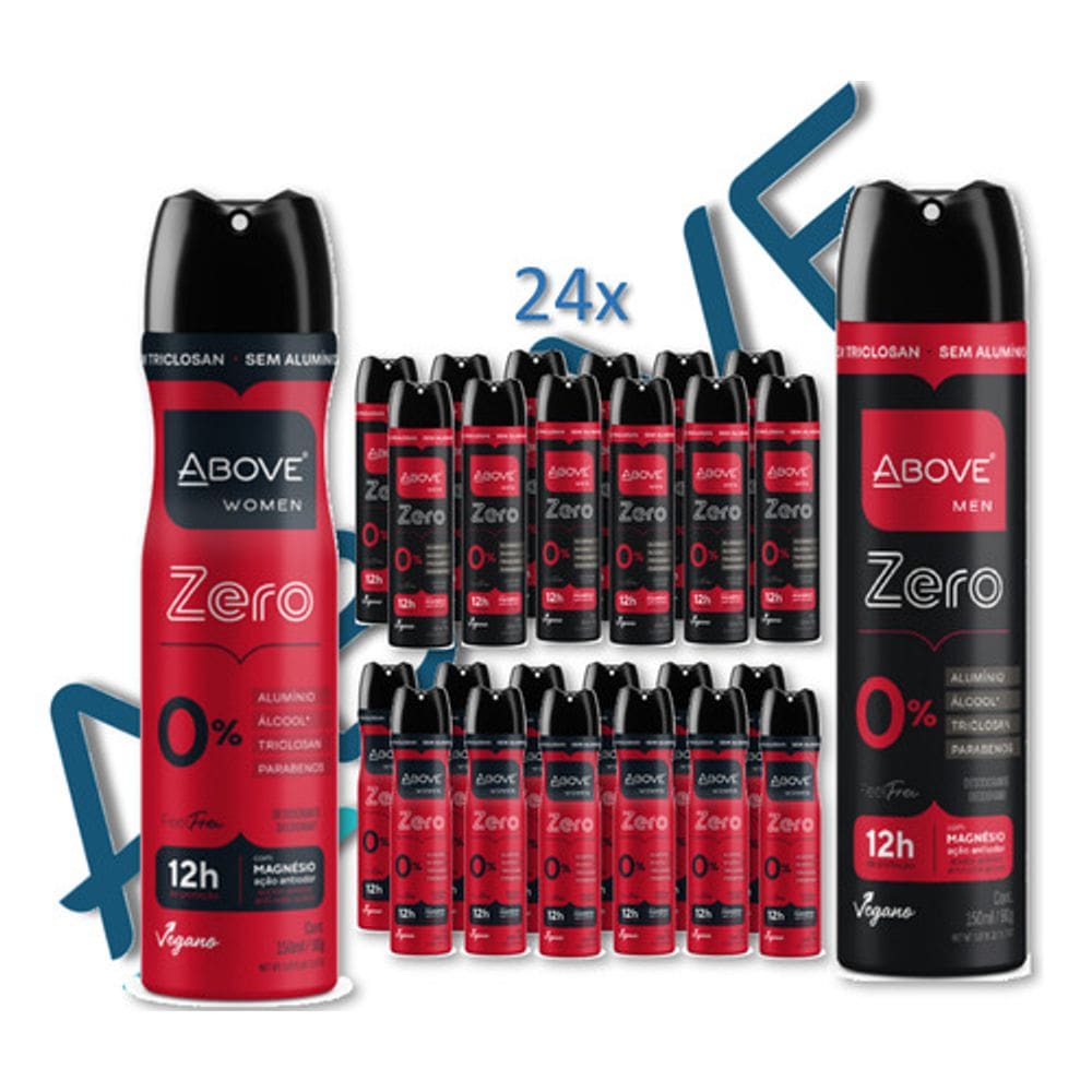 Kit 24 desodorante spray feel fre zero aluminio masc fem 150
