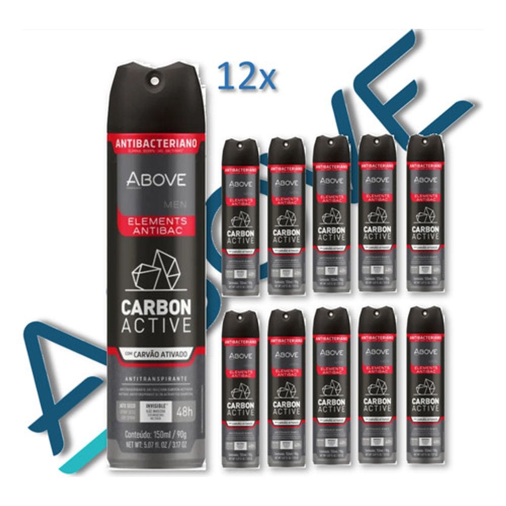 Kit 12 desodorante antitranspirante carvão ativado 150ml
