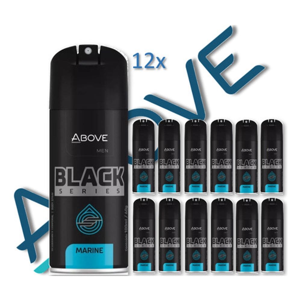 Kit 12 desodorante aerosol men black serie marine 100ml abov