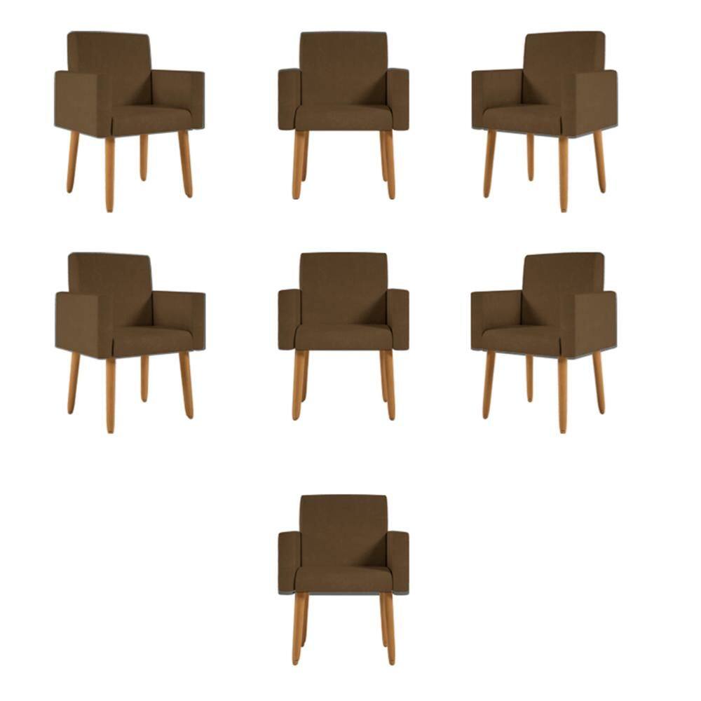 Kit 7 Poltronas Pés Palito Nina Suede