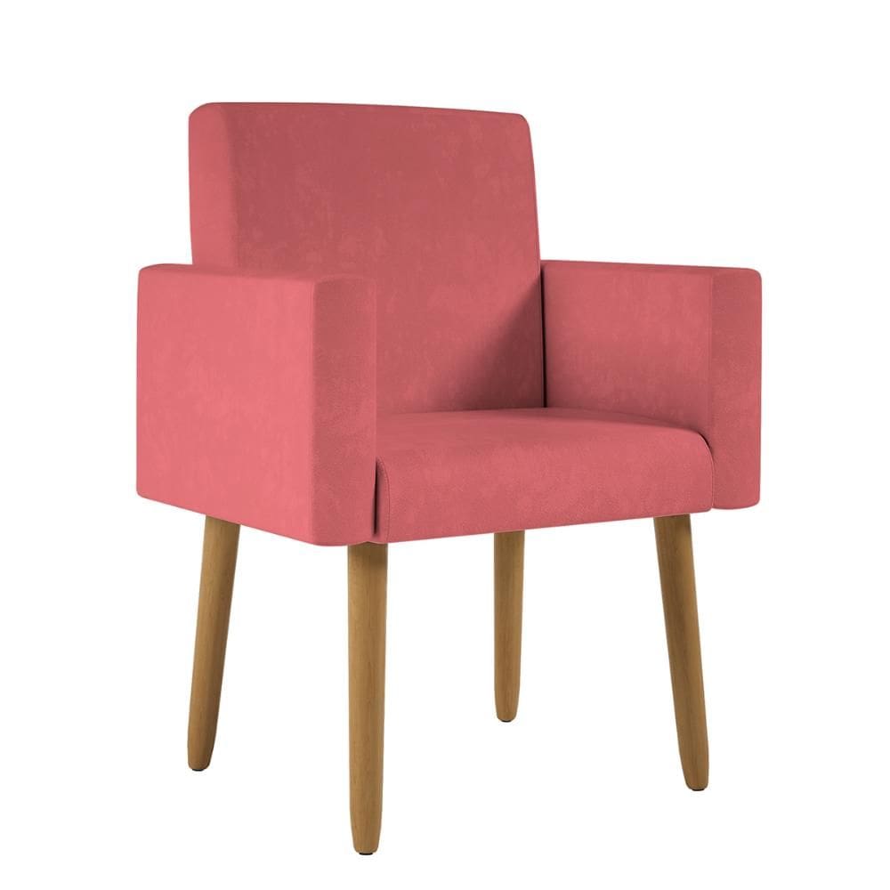 Poltrona Decorativa Pés Palito Nina Suede