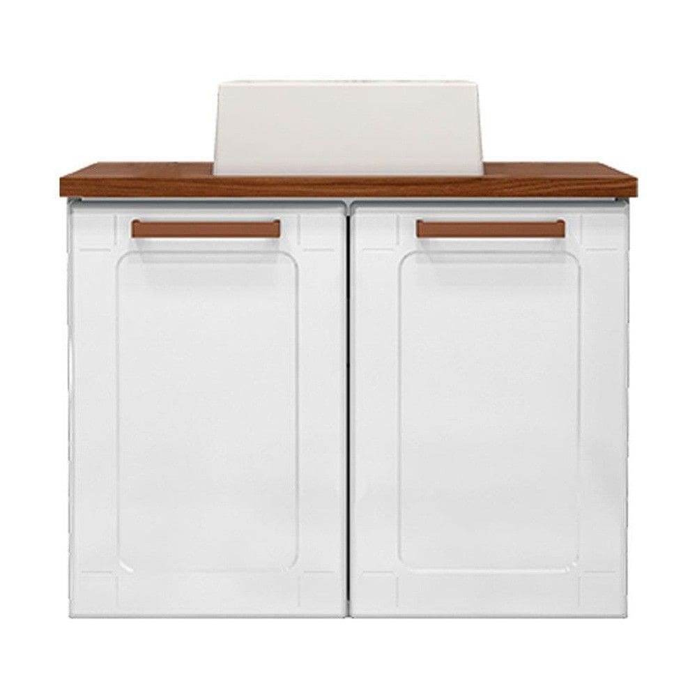 Balcão Gabinete Com Cuba Para Banheiro 2 Portas Branco - Bertolini