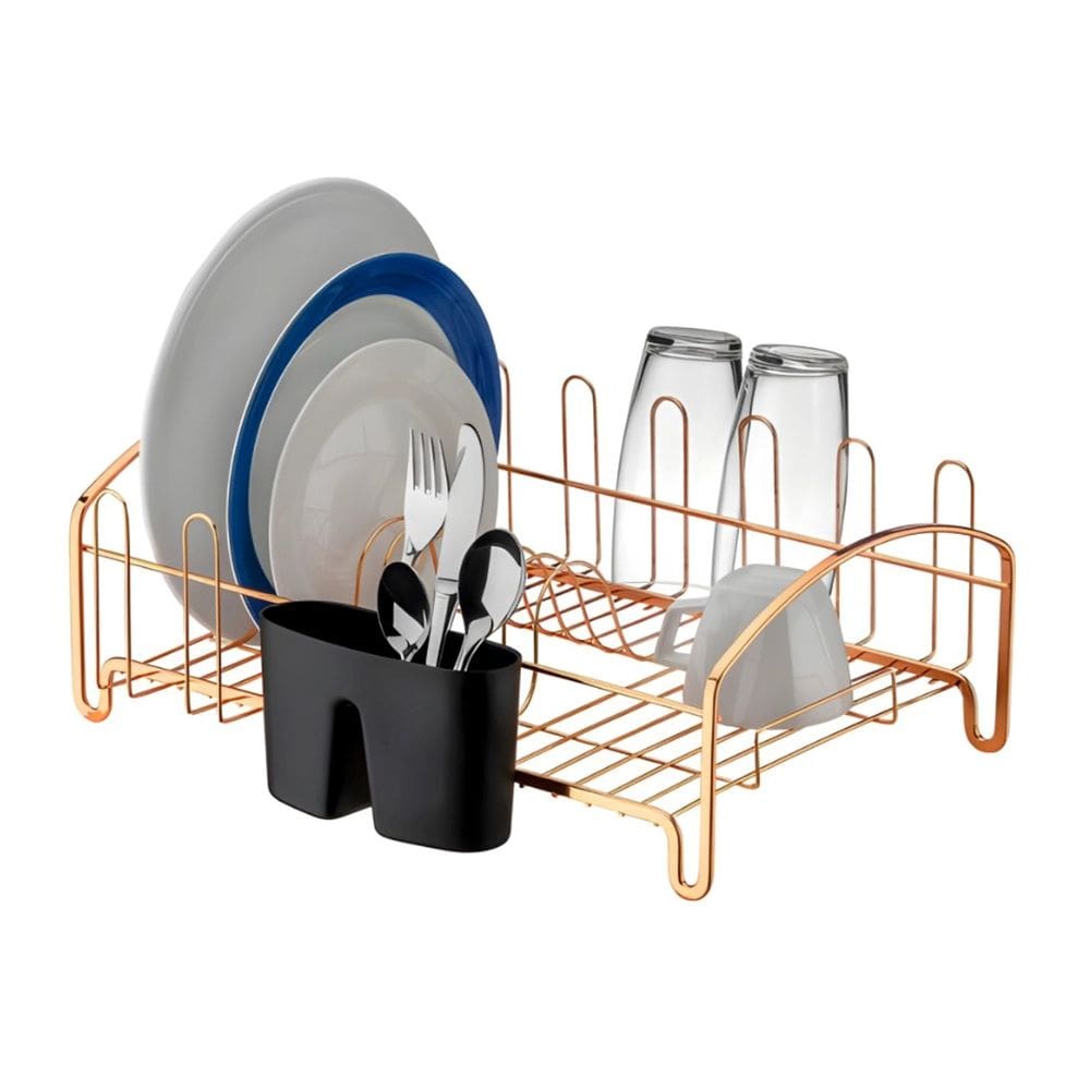 Escorredor Louça Prato Copos Porta Talheres Bancada Pia Cozinha Rose Gold - 1681RG Future