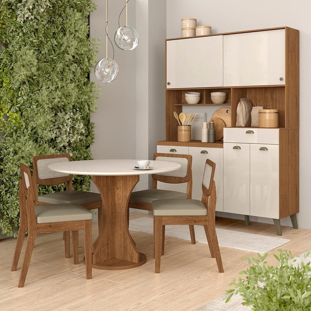 Conjunto Cozinha Tiana E Mesa Linares Fre/off Premium/c.bege - M.a
