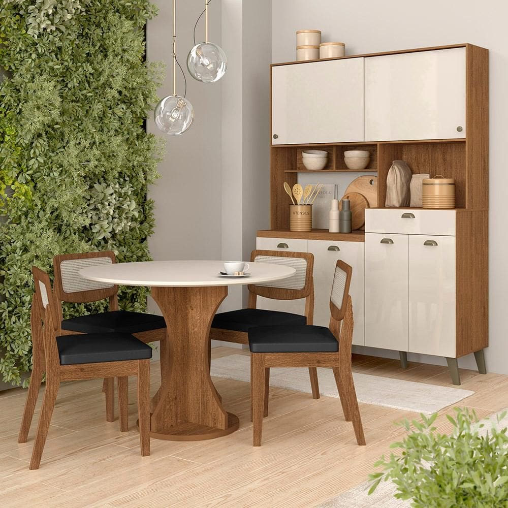 Conjunto Cozinha Tiana E Mesa Linares Fre/off Premium/c.preto - M.a