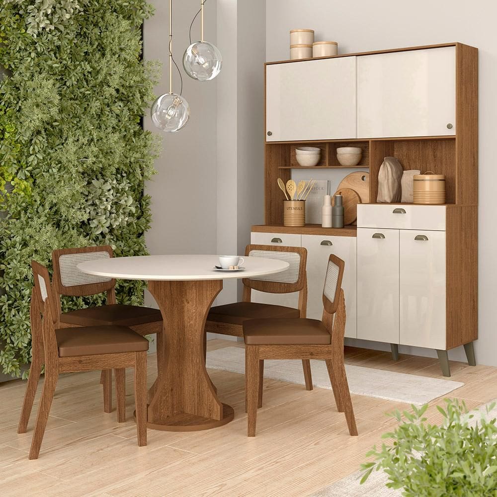 Conjunto Cozinha Tiana E Mesa Linares Fre/off Premium/c.caramelo - M.a
