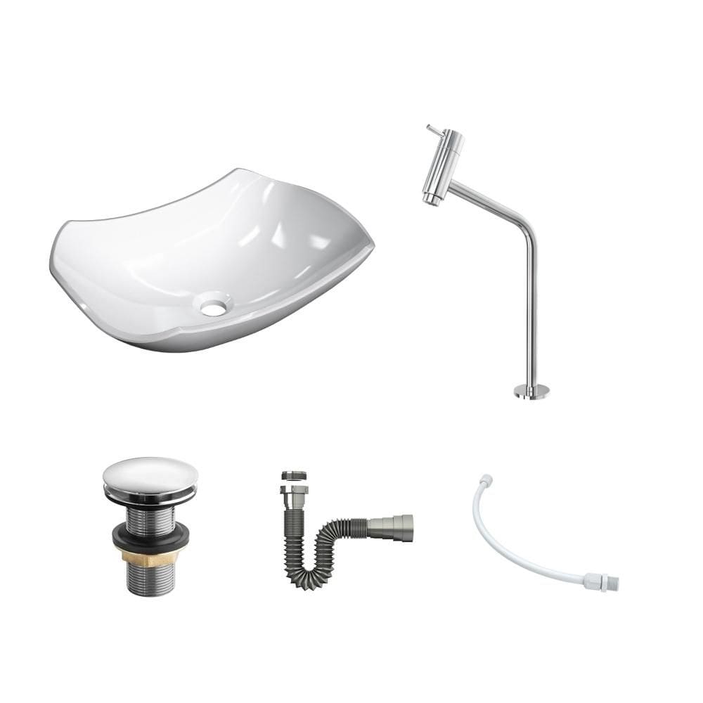 Kit Cuba L42 C/Torneira Link 1062 Metal + Válvula Click 1``G + Sifão Cromado + Flexível